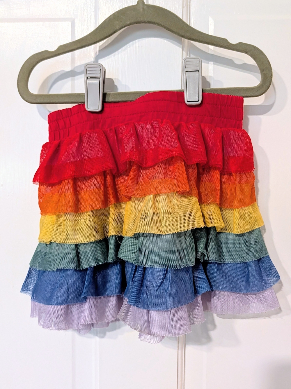 Girls Rainbow Layered Ruffle Skirt - Multicolor